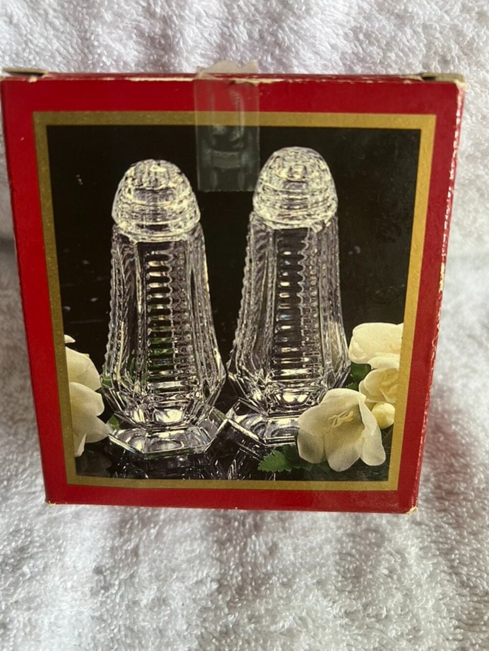 Vintage Bohemia Crystal Salt & Pepper Shakers Czechoslovakia